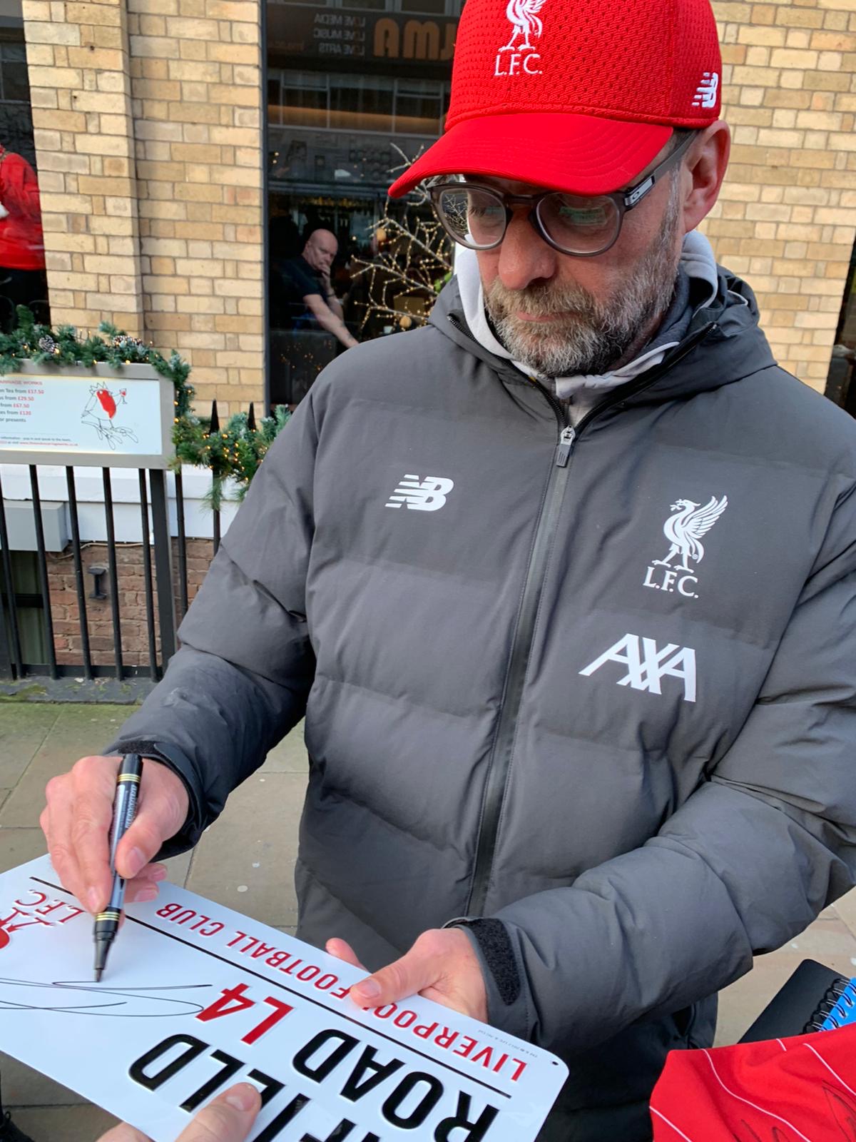 Jurgen Klopp Signed White Street Sign Liverpool Premier League Champions Mfm Sports 9442