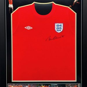 England shirt signed by Sir Bobby Charlton  , Professionally framed