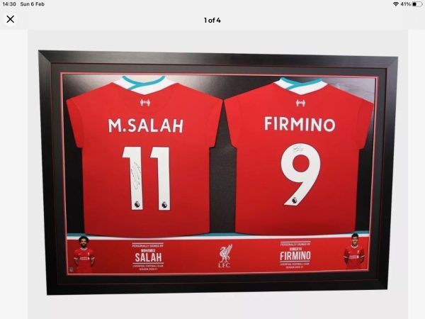 Liverpool Football Shirts Signed by Mohamed Salah, & Firmino 20/21 Dual  Professionally Framed